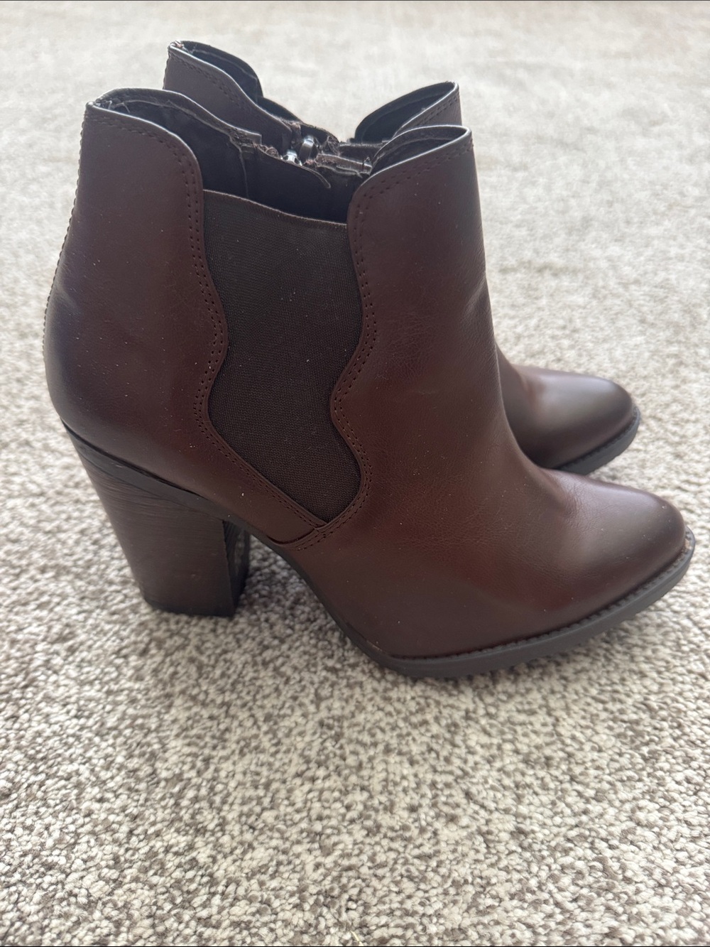 NEW Bjorndal Women's Brown Leather Block Heel Ankle Boots